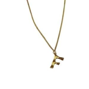 18K Gold Vermeil Bamboo F Initial Letter Necklace